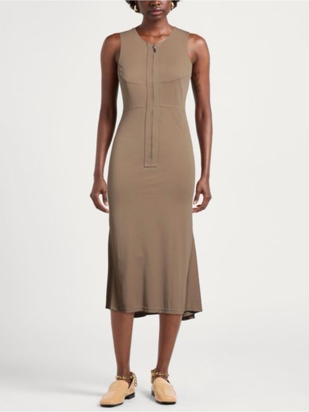 Wolford 3D-Cut Body Hugging Dress, Large, Mocha, NWT